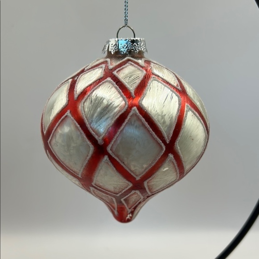 Elegant Red and Silver Holiday Ornament